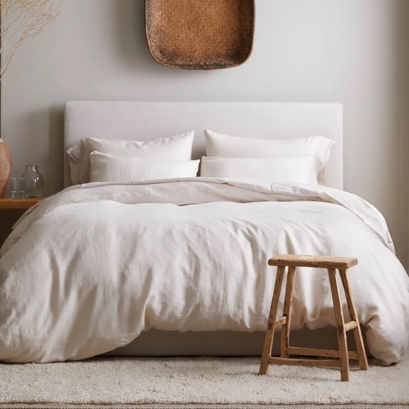 QUINCE European Linen Duvet Cover Set King/Cal King Sand 5569 - Picture 3 of 11